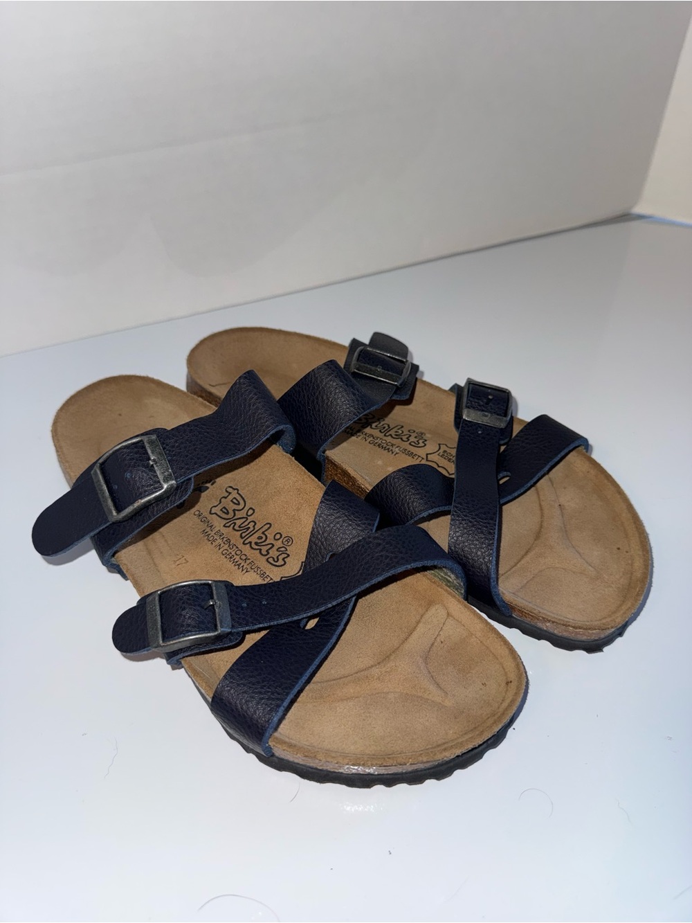 BIRKENSTOCK BIRKIS Franca leather classic double cross strap sandals 7 inch